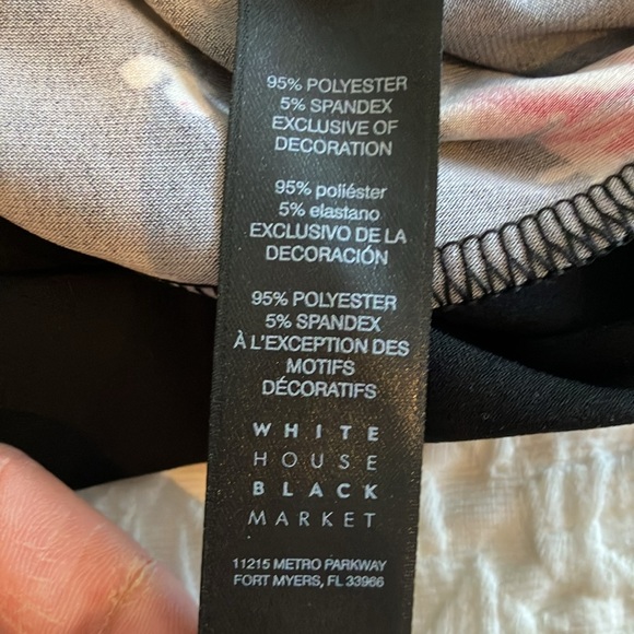 WHBM cold shoulder raglan sleeve black dress with pink floral striped design - Picture 9 of 15